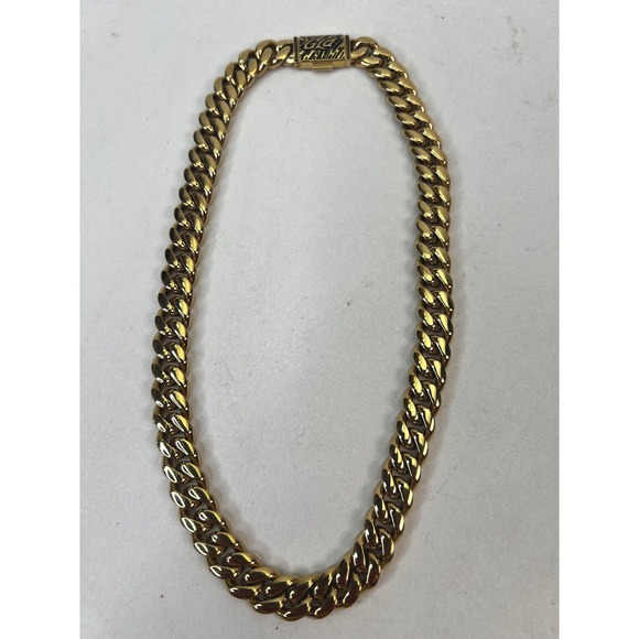 GLD Cuban Link Chain Necklace Gold Tone‎ Statement Jewelry Hip Hop Style - Picture 2 of 10